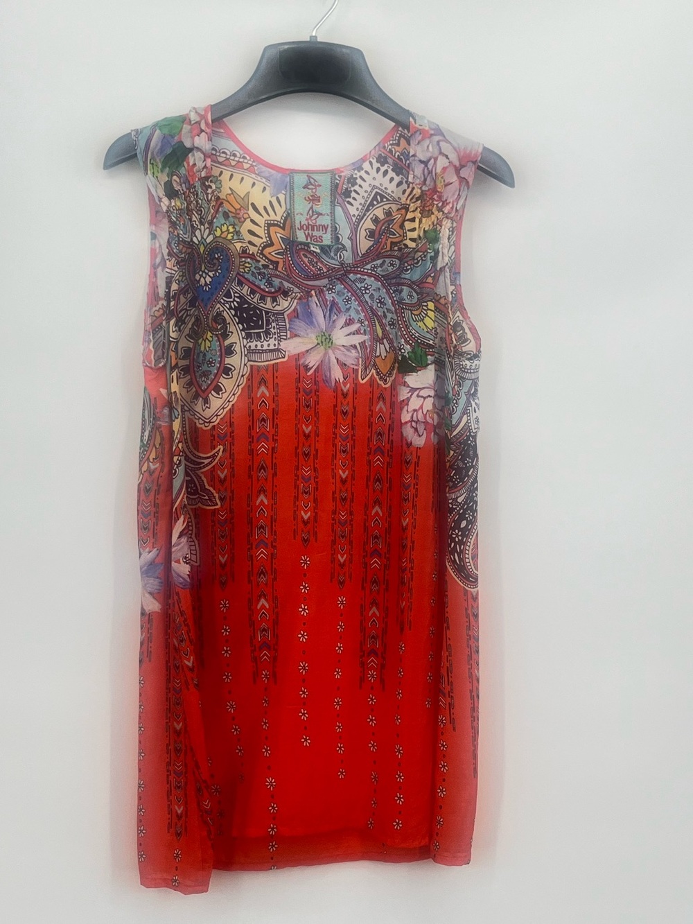 Johnny Was mixed print tank style top. 100% silk. Gently worn. Size XS